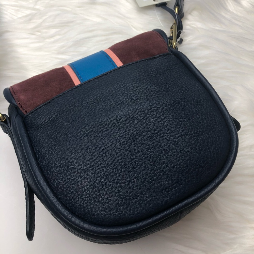 NWT Fossil Rumi Striped Crossbody Leather Suede - Picture 5 of 7